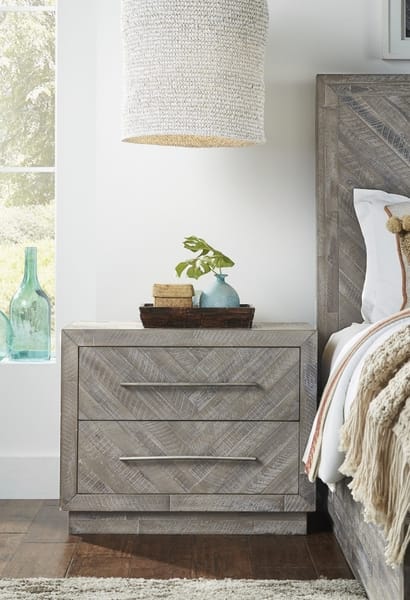 Modus Bedroom Alexandra Solid Wood Two Drawer Nightstand In Rustic Latte 5RS381