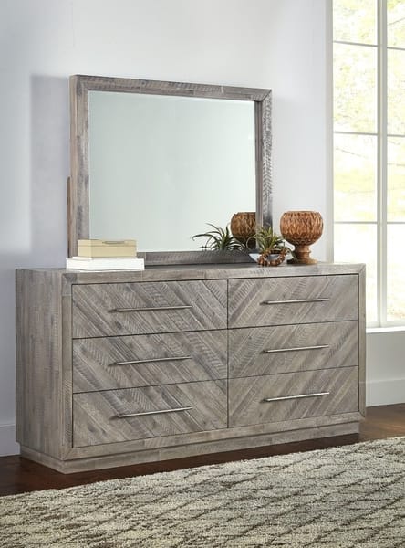 Modus Bedroom Alexandra Solid Wood Six Drawer Dresser In Rustic Latte 5RS382