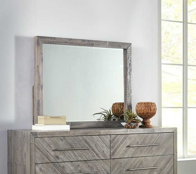 Modus Accessories Alexandra Solid Wood Solid Wood Beveled Glass Mirror In Rustic Latte 5RS383