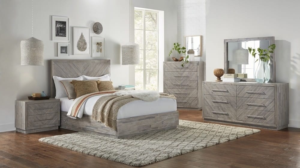 Modus Bedroom Alexandra Solid Wood Platform Bed In Rustic Latte 5RS3H6