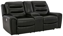 Ashley Living Room Warlin Power Reclining Loveseat with Console 6110518