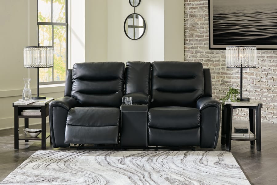 Ashley Living Room Warlin Power Reclining Loveseat with Console 6110518
