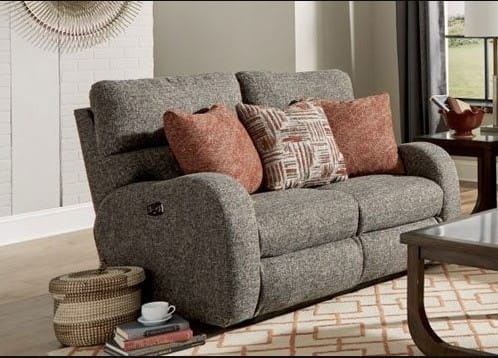 Catnapper Furniture Living Room Liam Lay Flat Power Reclining Loveseat with Adjusting Headrest 63902