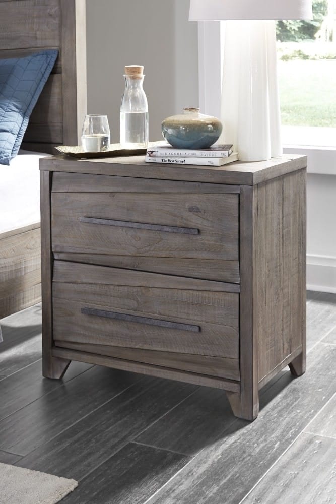 Modus Bedroom Hearst Solid Wood Two Drawer Nighstand In Sahara Tan 6VF381