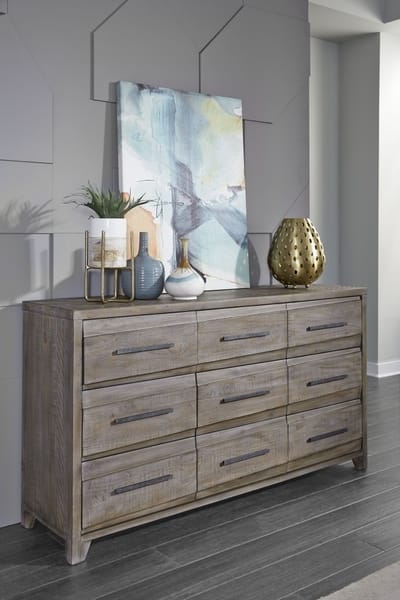Modus Bedroom Hearst Solid Wood Nine-Drawer Dresser In Sahara Tan 6VF382