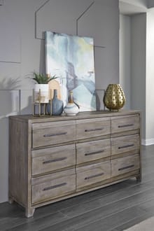Modus Bedroom Hearst Solid Wood Nine-Drawer Dresser In Sahara Tan 6VF382