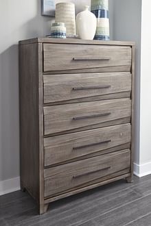 Modus Bedroom Hearst Solid Wood Five Drawer Chest In Sahara Tan 6VF384