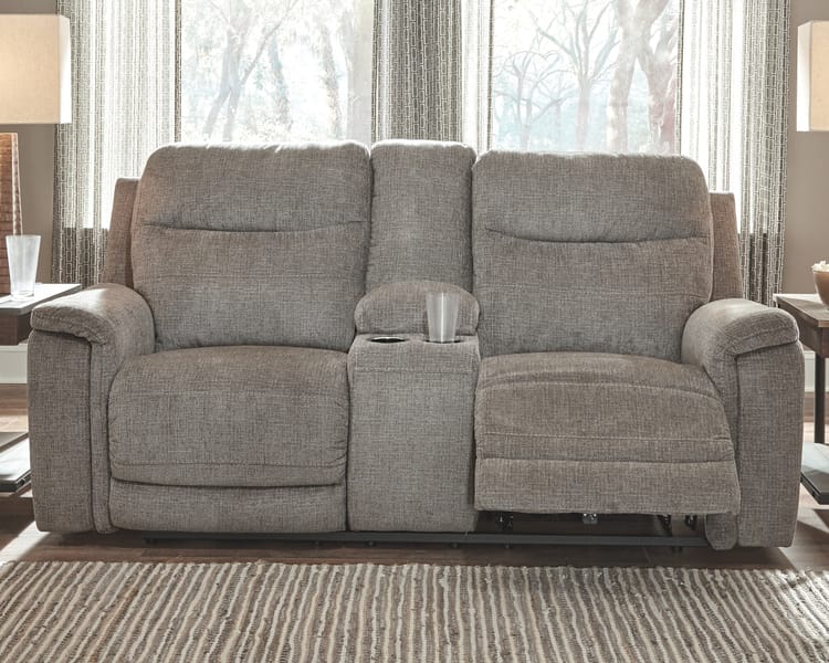 Ashley Living Room Mouttrie Power Reclining Loveseat with Console 7320518