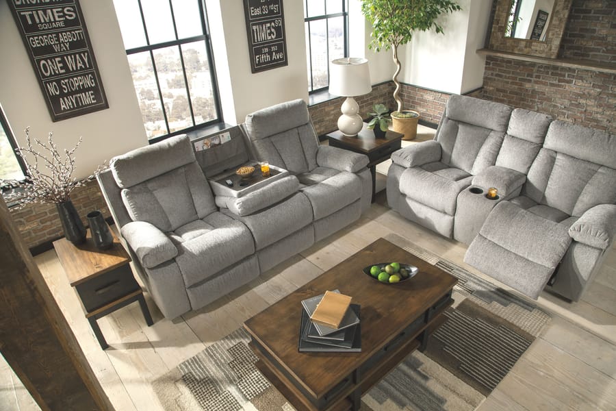Ashley Living Room Mitchiner Reclining Sofa with Drop Down Table 7620489