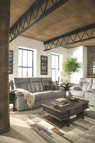 Ashley Living Room Mitchiner Reclining Sofa with Drop Down Table 7620489