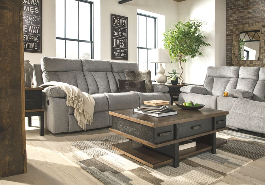 Ashley Living Room Mitchiner Reclining Sofa with Drop Down Table 7620489