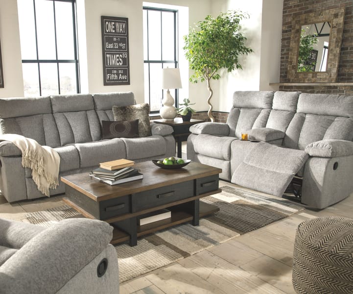 Ashley Living Room Mitchiner Reclining Sofa with Drop Down Table 7620489