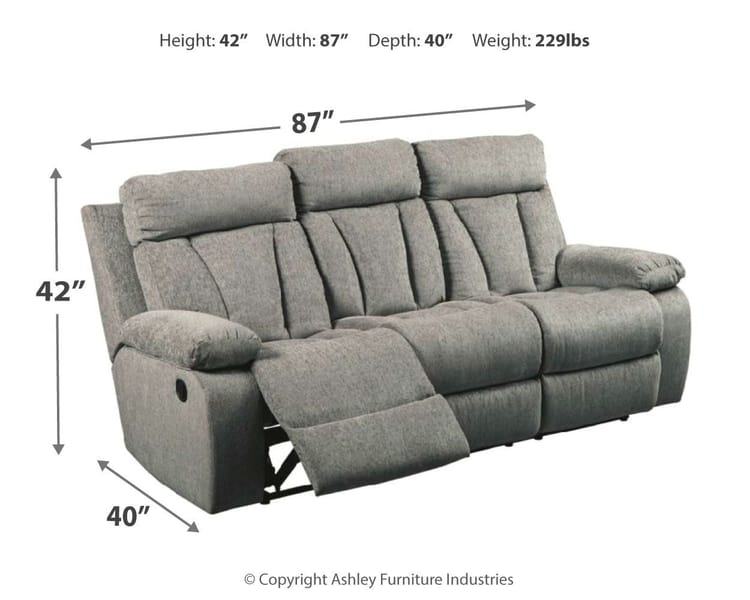 Ashley Living Room Mitchiner Reclining Sofa with Drop Down Table 7620489