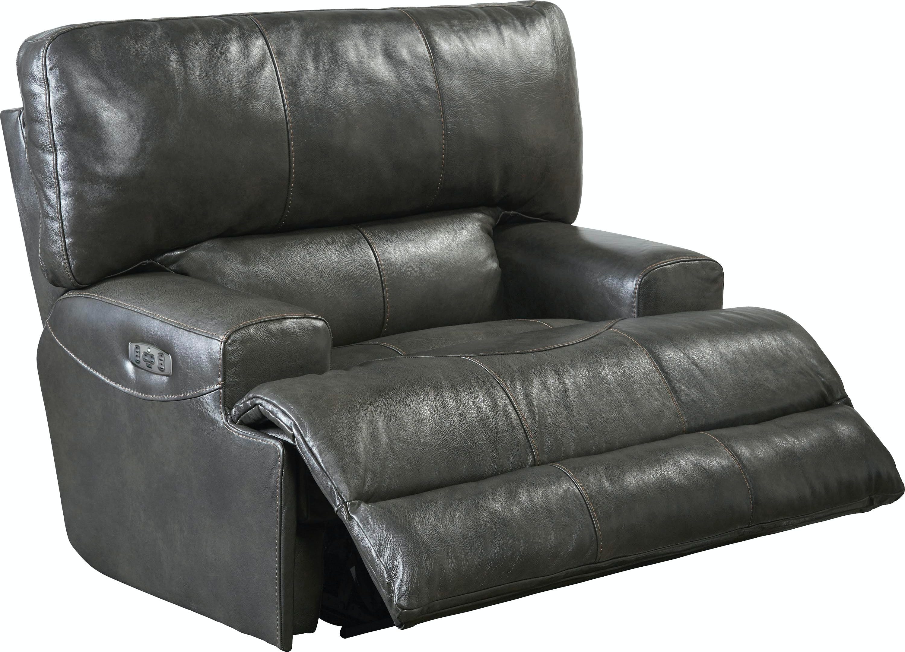 Catnapper Furniture Living Room Power Headrest with Lumbar Lay Flat Recliner 764580-7-Steel
