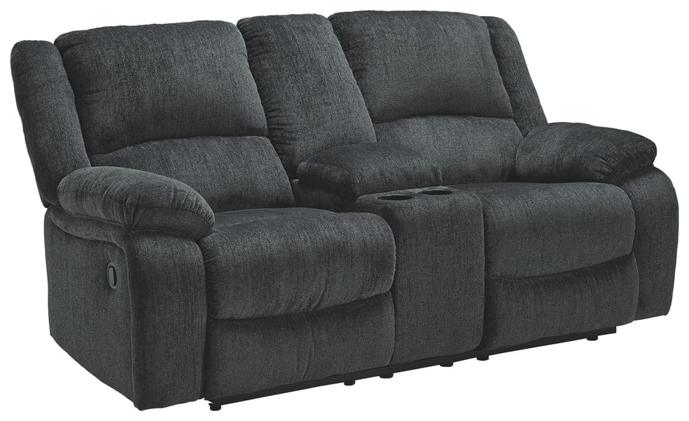 Ashley Living Room Draycoll Reclining Loveseat with Console 7650494