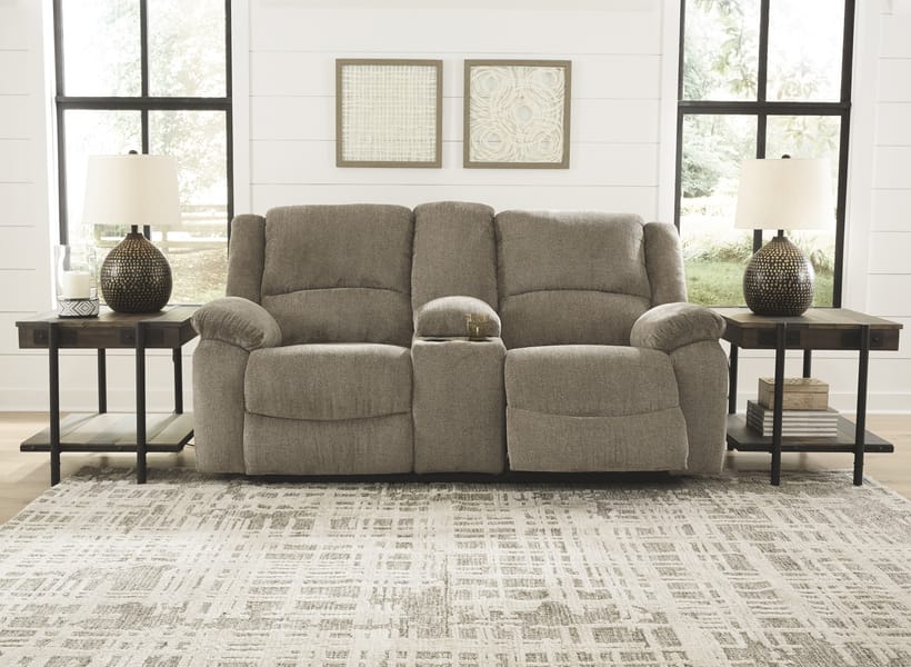 Ashley Living Room Draycoll Reclining Loveseat with Console 7650594