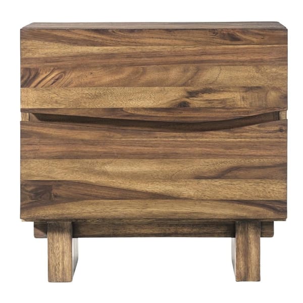 Modus Bedroom Ocean Two Drawer Solid Wood Nightstand In Natural Sengon 8C7981