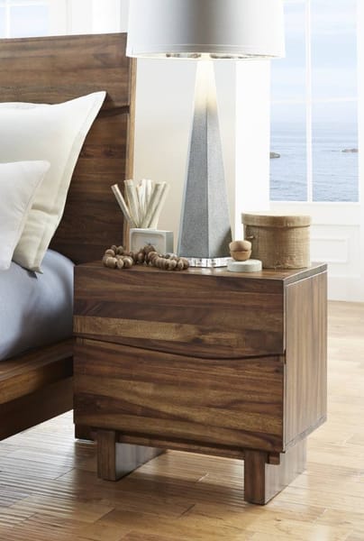 Modus Bedroom Ocean Two Drawer Solid Wood Nightstand In Natural Sengon 8C7981