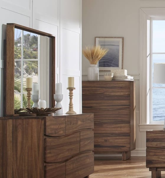 Modus Accessories Ocean Solid Wood Floating Glass Mirror In Natural Sengon 8C7983
