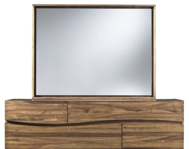 Modus Accessories Ocean Solid Wood Floating Glass Mirror In Natural Sengon 8C7983
