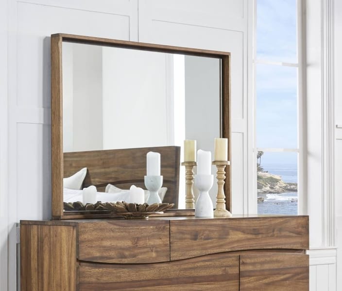 Modus Accessories Ocean Solid Wood Floating Glass Mirror In Natural Sengon 8C7983