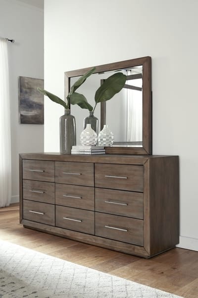 Modus Bedroom Melbourne Nine Drawer Dresser In Dark Pine 8D6482