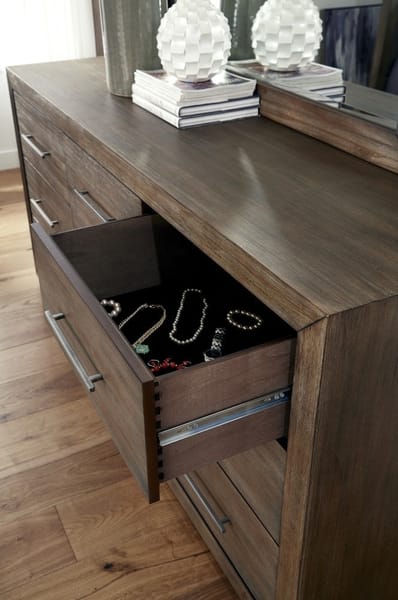Modus Bedroom Melbourne Nine Drawer Dresser In Dark Pine 8D6482
