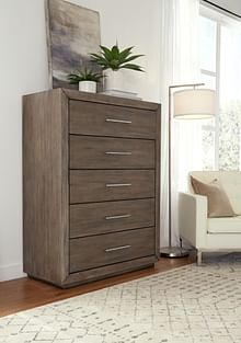 Modus Bedroom Melbourne Five Drawer Chest In Dark Pine 8D6484