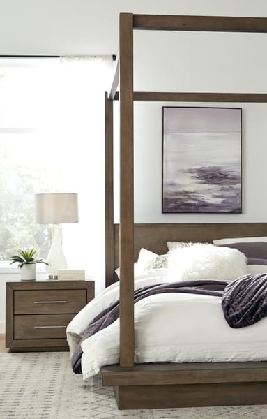 Modus Bedroom Melbourne Wood Canopy Bed In Dark Pine 8D64F6