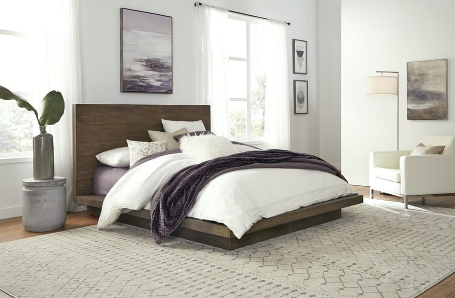Modus Bedroom Melbourne Wood Platform Bed In Dark Pine 8D64H5