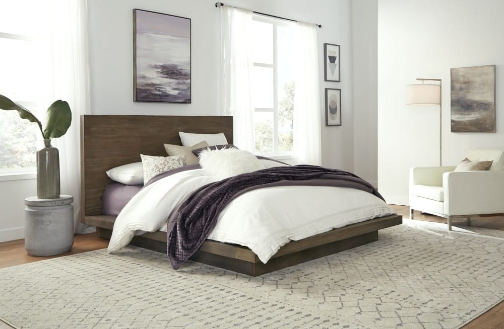 Modus Bedroom Melbourne Wood Platform Bed In Dark Pine 8D64H5
