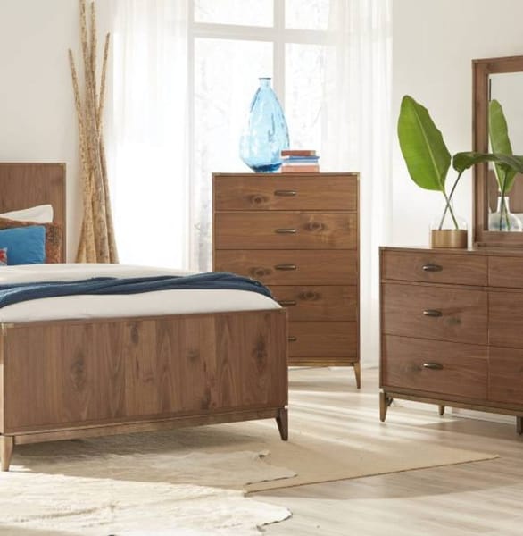 Modus Bedroom Adler Five Drawer Chest In Natural Walnut 8N1684