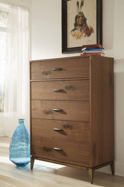Modus Bedroom Adler Five Drawer Chest In Natural Walnut 8N1684