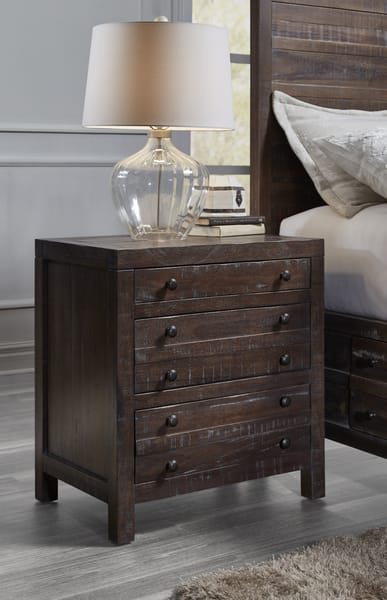 Modus Bedroom Townsend Three Drawer Solid Wood Nightstand In Java 8T0681