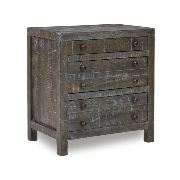 Modus Bedroom Townsend Solid Wood Three Drawer Nighstand In Gunmetal 8TR981