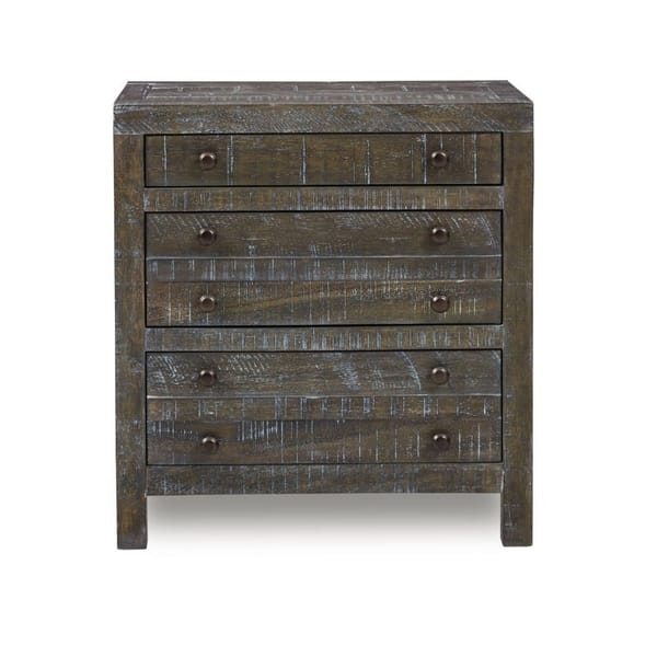 Modus Bedroom Townsend Solid Wood Three Drawer Nighstand In Gunmetal 8TR981