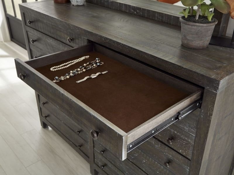 Modus Bedroom Townsend Solid Wood Eight Drawer Dresser In Gunmetal 8TR982