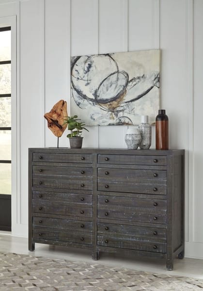 Modus Bedroom Townsend Solid Wood Eight Drawer Dresser In Gunmetal 8TR982