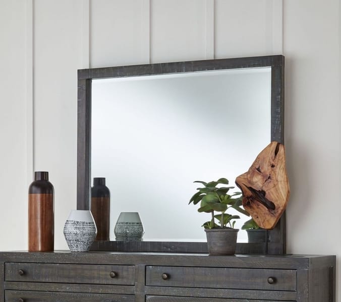 Modus Accessories Townsend Solid Wood Beveled Glass Mirror In Gunmetal 8TR983