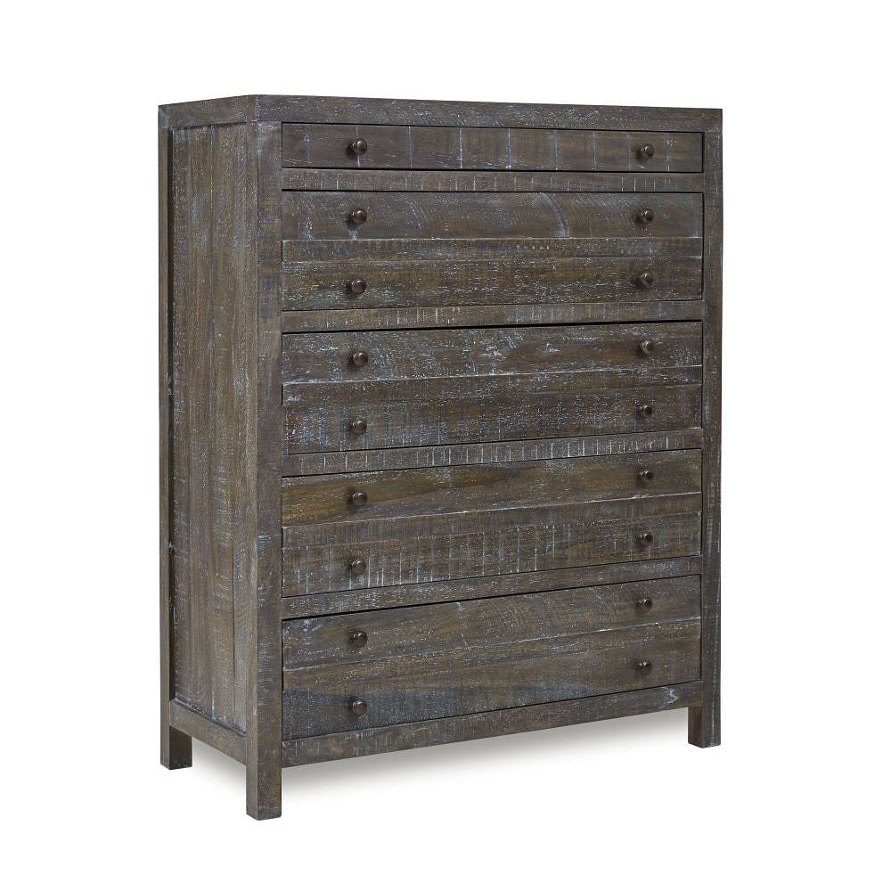 Modus Bedroom Townsend Solid Wood Five Drawer Chest In Gunmetal 8TR984