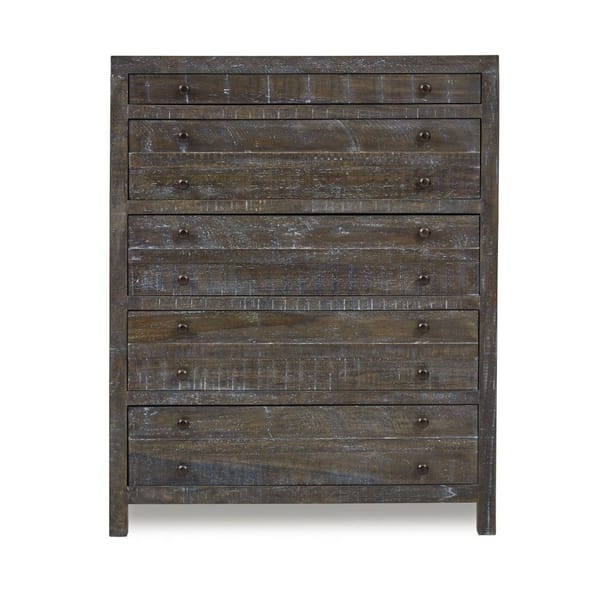 Modus Bedroom Townsend Solid Wood Five Drawer Chest In Gunmetal 8TR984