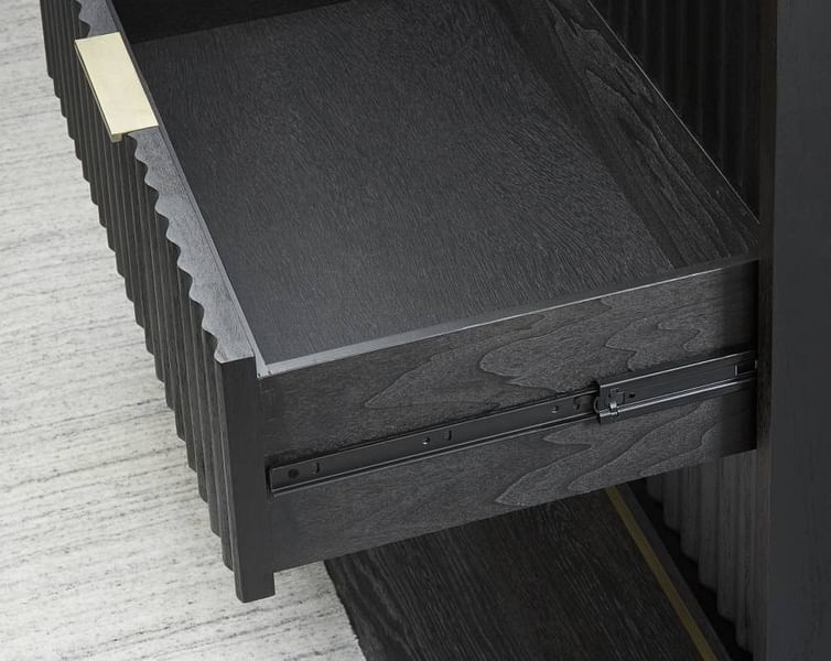 Modus Bedroom Kentifield Solid Wood Eight Drawer Dresser In Black Drifted Oak 8ZU582
