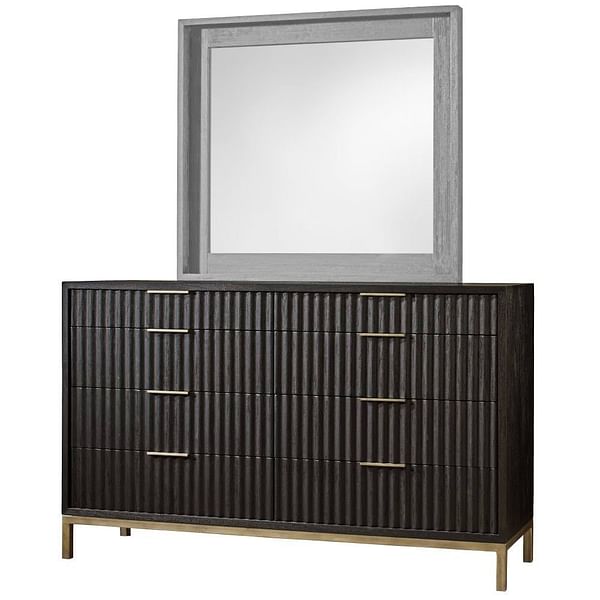 Modus Bedroom Kentifield Solid Wood Eight Drawer Dresser In Black Drifted Oak 8ZU582