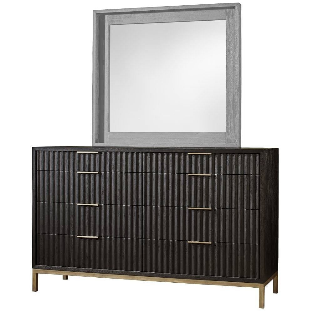 Modus Bedroom Kentifield Solid Wood Eight Drawer Dresser In Black Drifted Oak 8ZU582