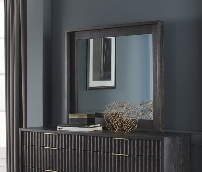 Modus Accessories Kentfield Solid Wood Beveled Glass Mirror In Black Drifted Oak 8ZU583