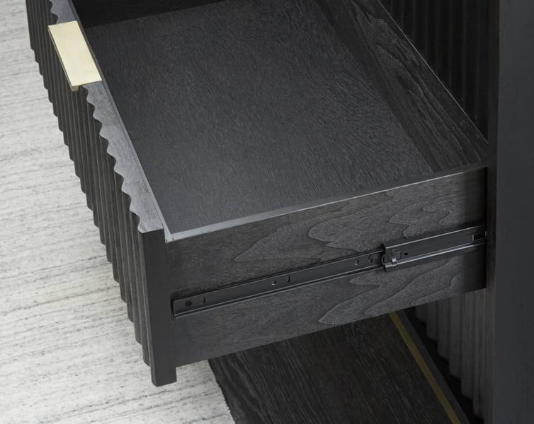 Modus Bedroom Kentfield Solid Wood Six Drawer Cheset In Black Drifted Oak 8ZU584