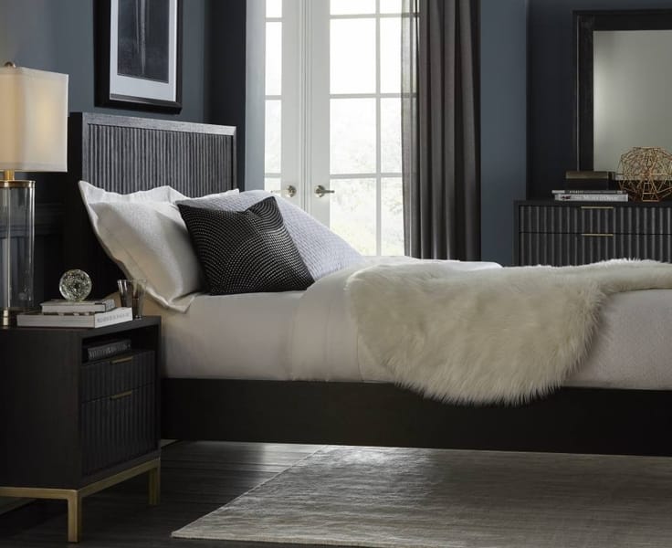 Modus Bedroom Kentfield Solid Wood Platform Bed In Black Drifted Oak 8ZU5P6