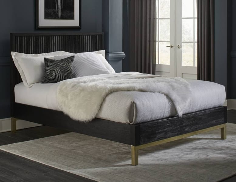 Modus Bedroom Kentfield Solid Wood Platform Bed In Black Drifted Oak 8ZU5P6