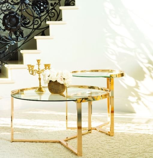 Delia 2-piece Round Nesting Table Clear and Gold