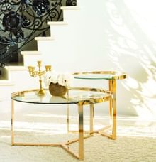 Delia 2-piece Round Nesting Table Clear and Gold